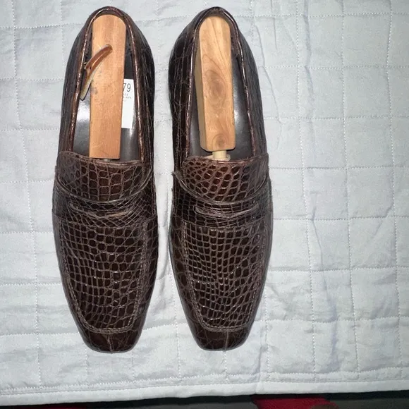 Ermenegildo Zegna Crocodile Leather Penny Loafers
