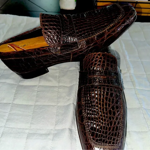 Ermenegildo Zegna Crocodile Leather Penny Loafers