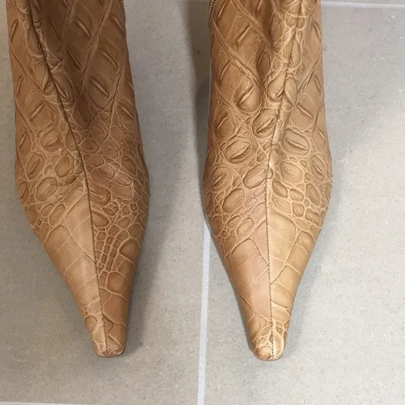 Escada Boots 39.5 Camel Croc style booties