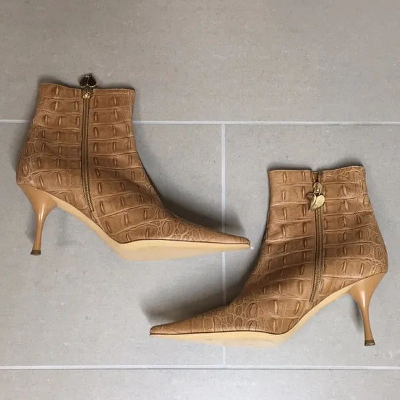 Escada Boots 39.5 Camel Croc style booties