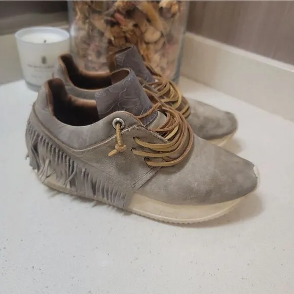 ESSE UT ESSE Fringe Leather Sneakers Shoes Made in Italy Womens Sz 36 US 7