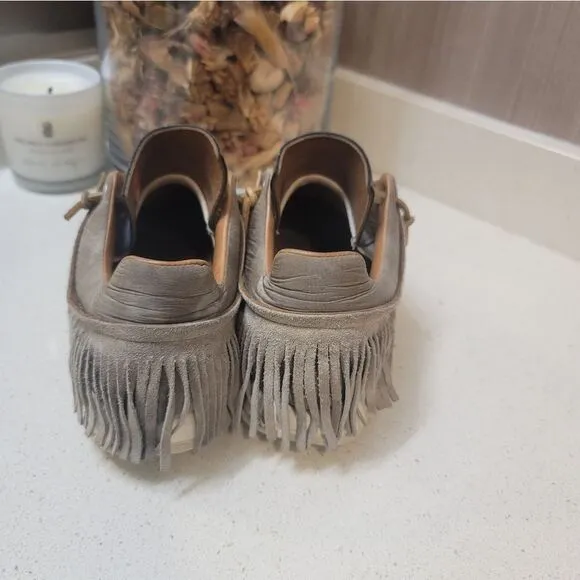 ESSE UT ESSE Fringe Leather Sneakers Shoes Made in Italy Womens Sz 36 US 7