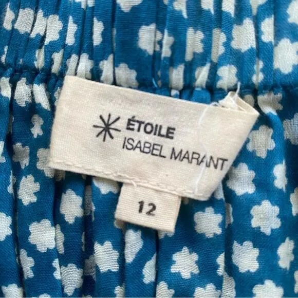 Etoile Isabel Marant Blue &amp; White Boho Sunflower Shorts Size 12 Gently Used