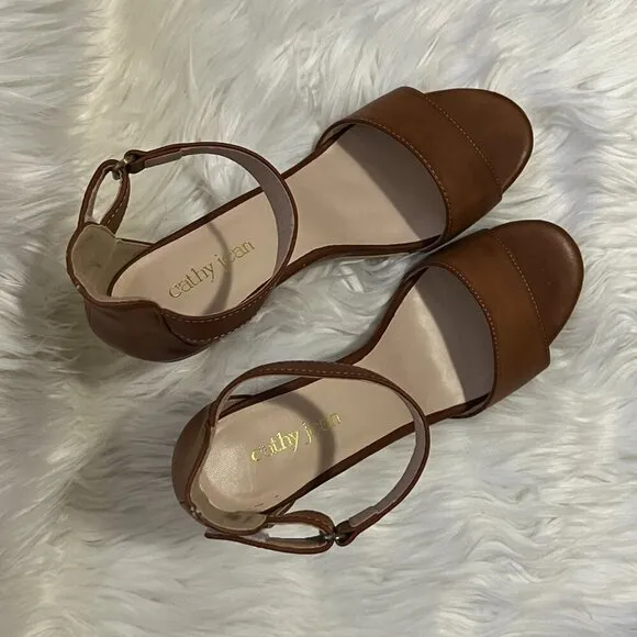 EUC Cognac Heeled Sandals