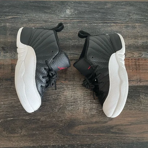 EUC KIDS JORDAN 12 RETRO 2 (TD) BLACK/VARSITY WHITE~SNEAKERS‼️BOX NOT INCLUDED‼️