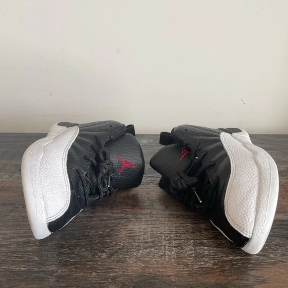 EUC KIDS JORDAN 12 RETRO 2 (TD) BLACK/VARSITY WHITE~SNEAKERS‼️BOX NOT INCLUDED‼️
