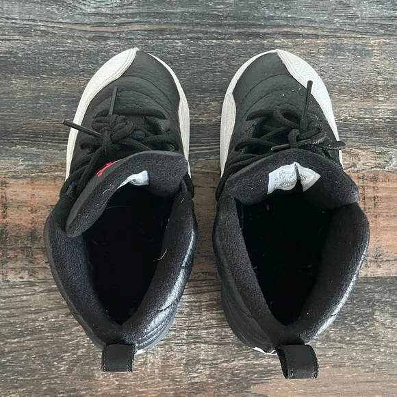 EUC KIDS JORDAN 12 RETRO 2 (TD) BLACK/VARSITY WHITE~SNEAKERS‼️BOX NOT INCLUDED‼️