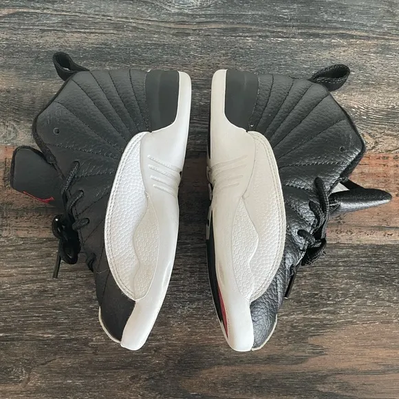 EUC KIDS JORDAN 12 RETRO 2 (TD) BLACK/VARSITY WHITE~SNEAKERS‼️BOX NOT INCLUDED‼️