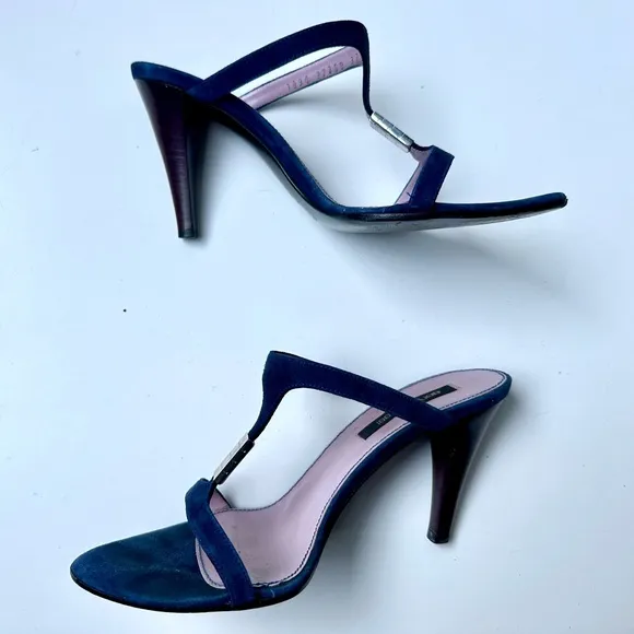 EUC Sergio Rossi Suede Slides Heels, size 37, US 7
