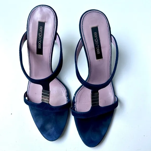 EUC Sergio Rossi Suede Slides Heels, size 37, US 7