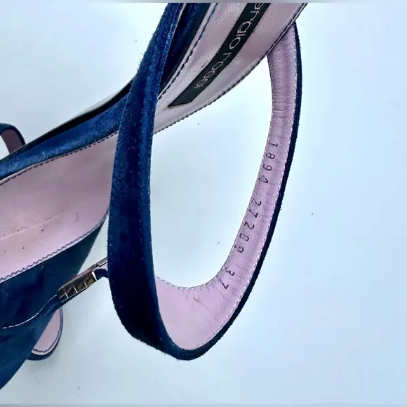 EUC Sergio Rossi Suede Slides Heels, size 37, US 7