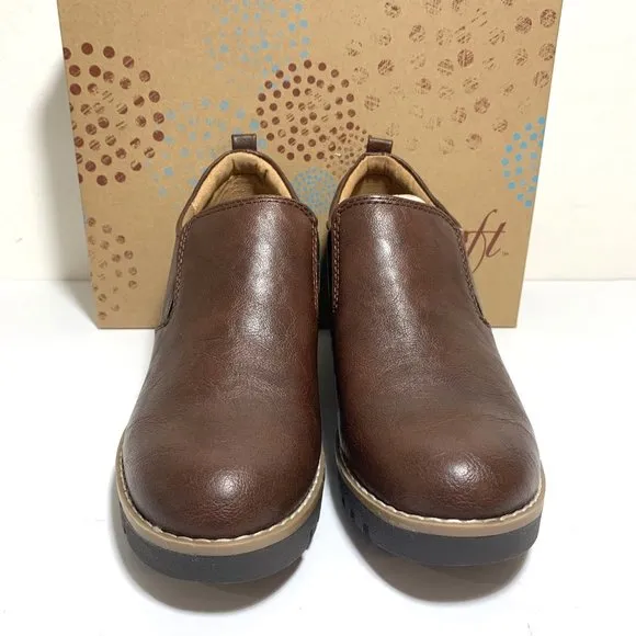 Eurosoft by Sofft Emari Boots Slip On Block Heel Booties Redwood Brown Size 9
