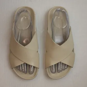 Everlane Beige The Form Crossover Leather Slip On Flat Sandals