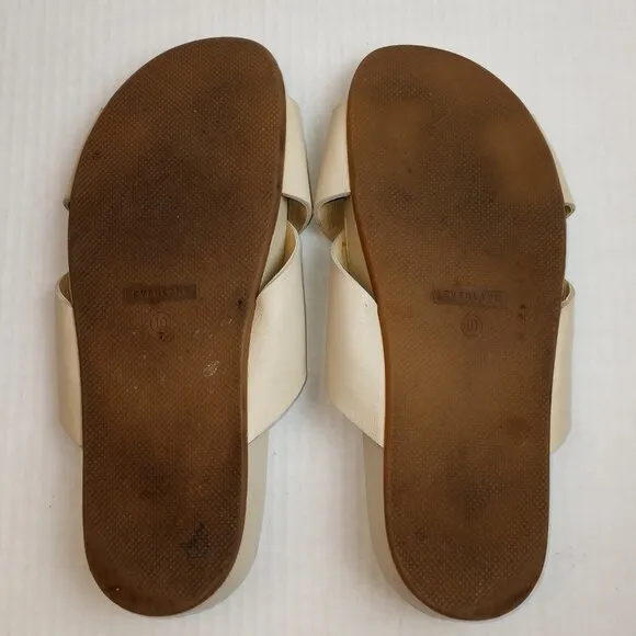 Everlane Beige The Form Crossover Leather Slip On Flat Sandals