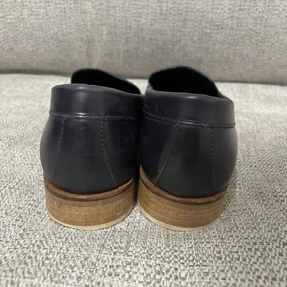 Everlane Navy Blue Leather The Modern Almond Toe Loafers Size 8.5 Made in Italy