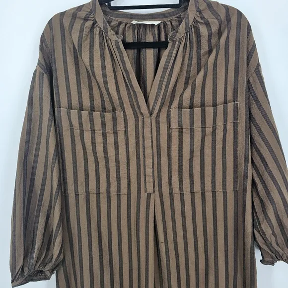 Everlane Striped Gauze Caftan Maxi Dress Brown/Black - Size S