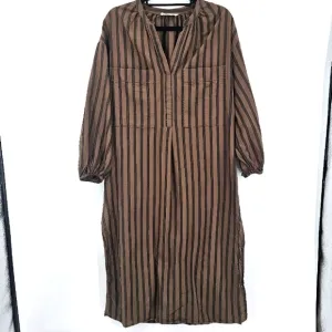 Everlane Striped Gauze Caftan Maxi Dress Brown/Black - Size S