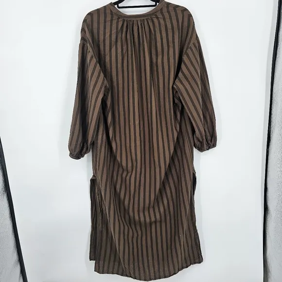 Everlane Striped Gauze Caftan Maxi Dress Brown/Black - Size S