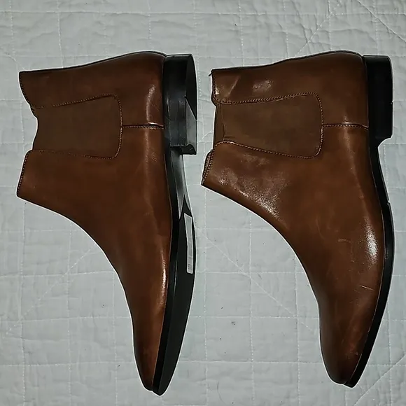 Express boots 100% leather brown slip on booties sz 12 Men's, NWOT
