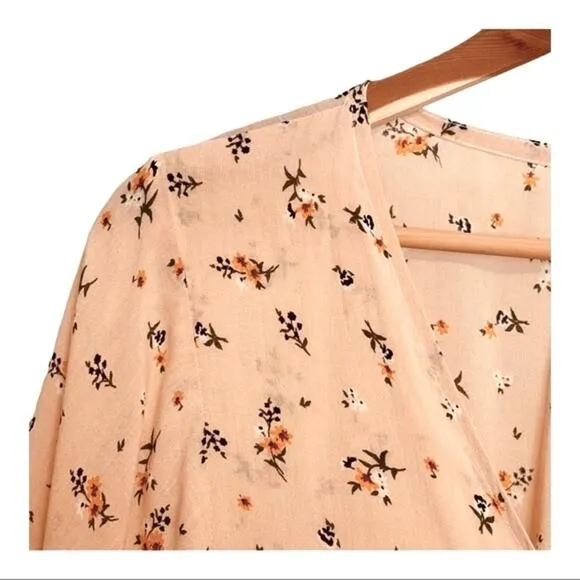 Faithfull the Brand Vinci Peach Floral Tie Front Mini Dress XS-2