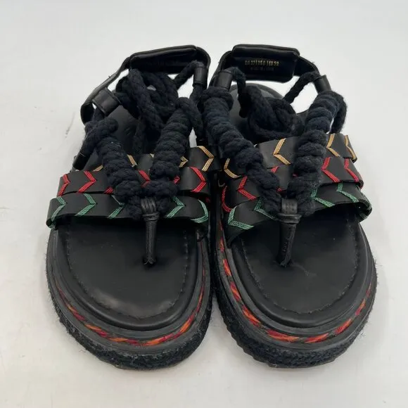 FARM Rio Black Red Platform Lace Up Sandals | Size 8