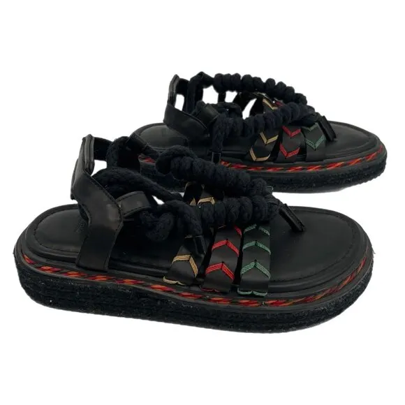 FARM Rio Black Red Platform Lace Up Sandals | Size 8