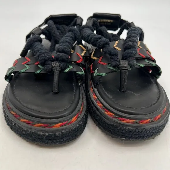 FARM Rio Black Red Platform Lace Up Sandals | Size 8