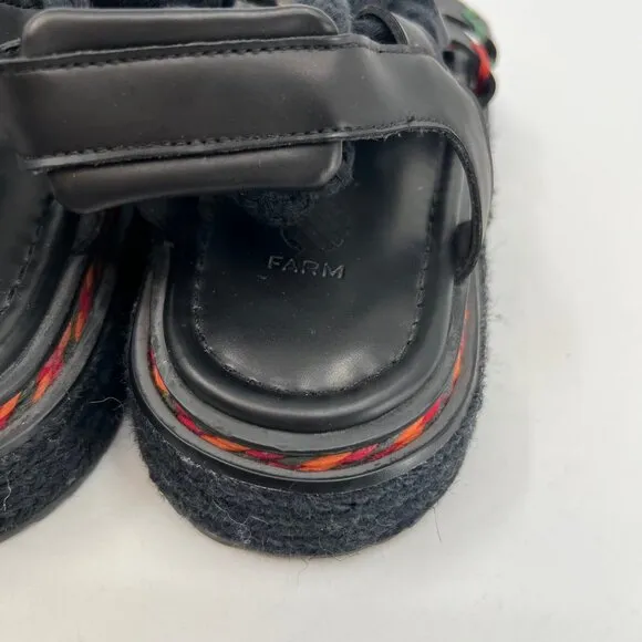FARM Rio Black Red Platform Lace Up Sandals | Size 8