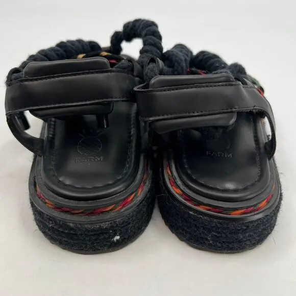 FARM Rio Black Red Platform Lace Up Sandals | Size 8