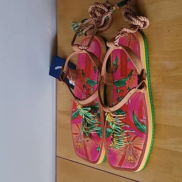 FARM Rio Floral Pietra Beaded Flat Sandals