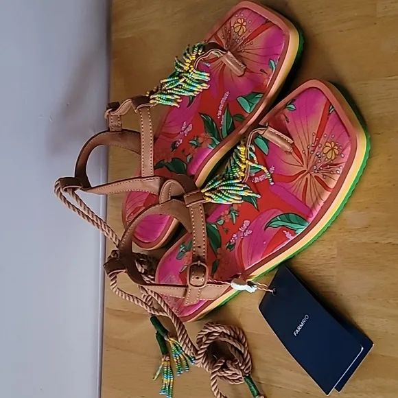 FARM Rio Floral Pietra Beaded Flat Sandals