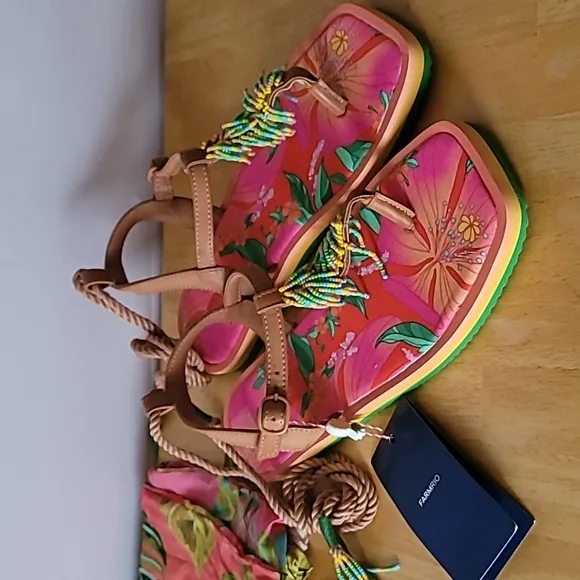 FARM Rio Floral Pietra Beaded Flat Sandals