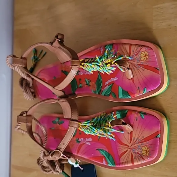 FARM Rio Floral Pietra Beaded Flat Sandals