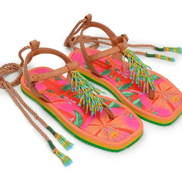 FARM Rio Floral Pietra Beaded Flat Sandals