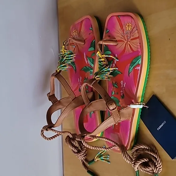 FARM Rio Floral Pietra Beaded Flat Sandals