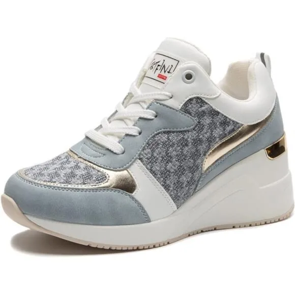 Fashion Wedge Heeled Sneakers for Women W142-blue