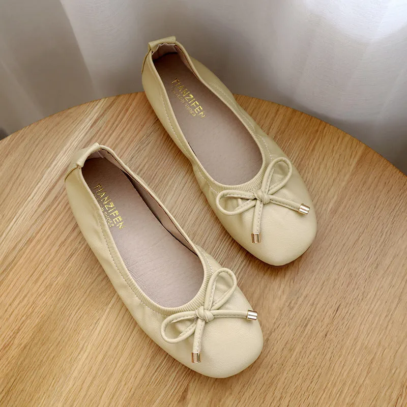 Fashionable summer bow casual flat bottomed women's loafers