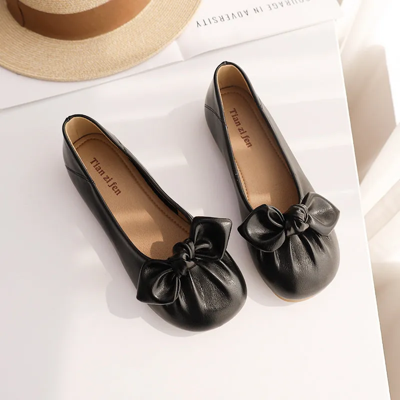 Fashionable summer bow casual flat bottomed women's loafers