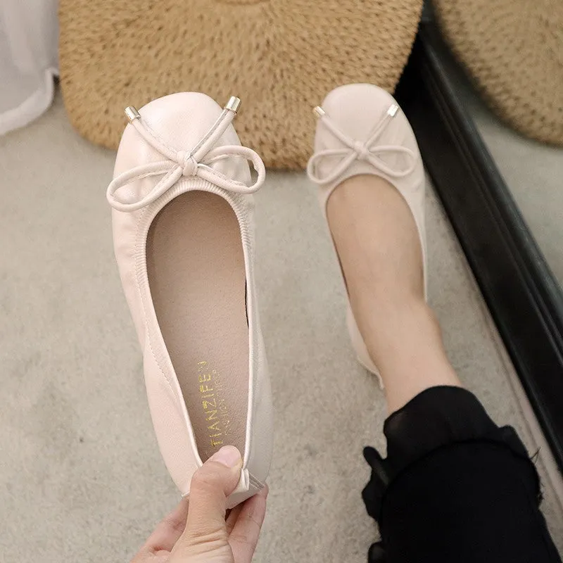 Fashionable summer bow casual flat bottomed women's loafers