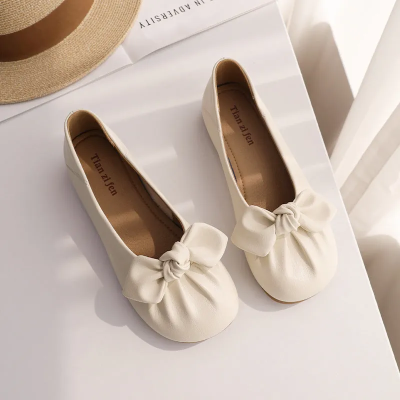 Fashionable summer bow casual flat bottomed women's loafers