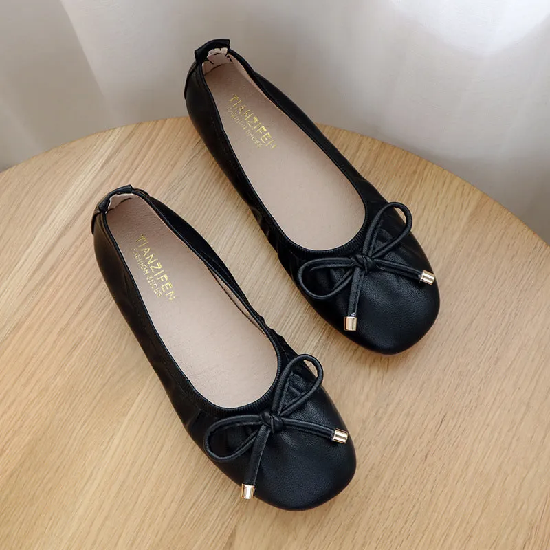 Fashionable summer bow casual flat bottomed women's loafers