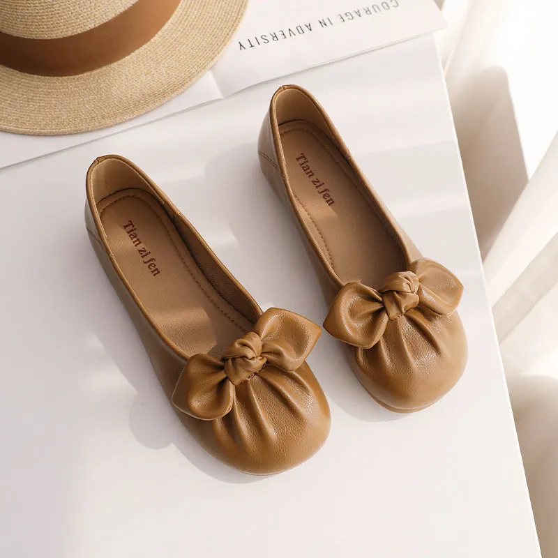 Fashionable summer bow casual flat bottomed women's loafers
