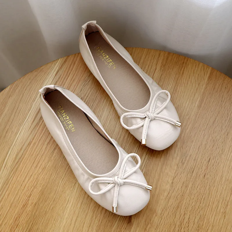 Fashionable summer bow casual flat bottomed women's loafers