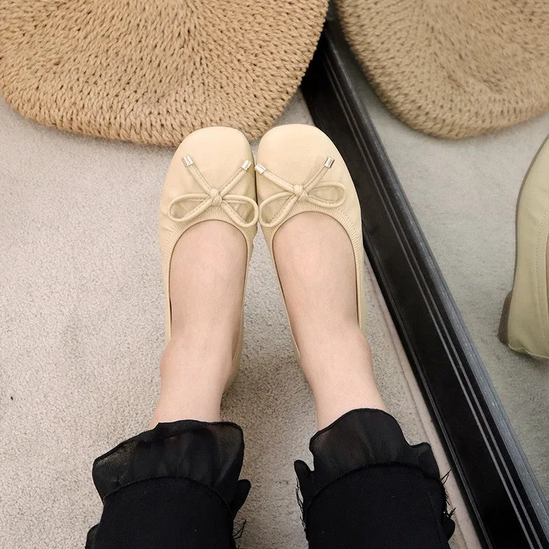 Fashionable summer bow casual flat bottomed women's loafers