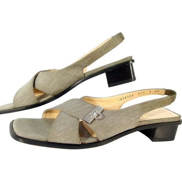 FERRAGAMO 90's Vintage Sage Gancini Sandals