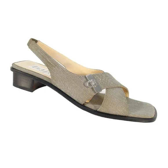 FERRAGAMO 90's Vintage Sage Gancini Sandals