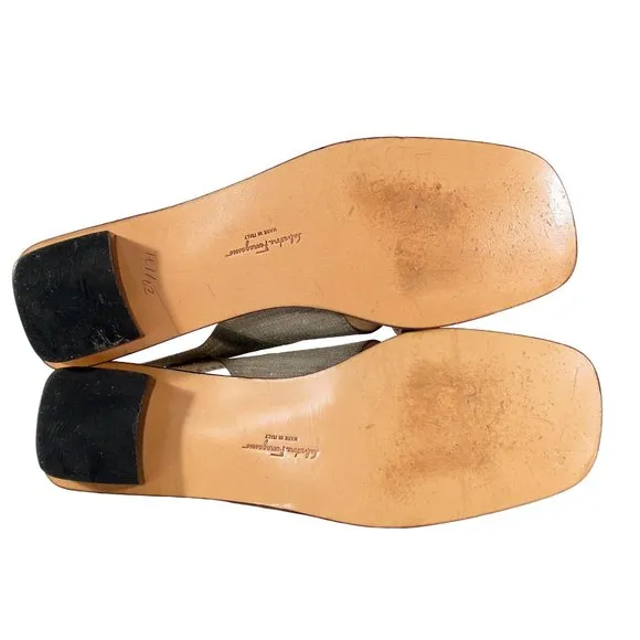 FERRAGAMO 90's Vintage Sage Gancini Sandals