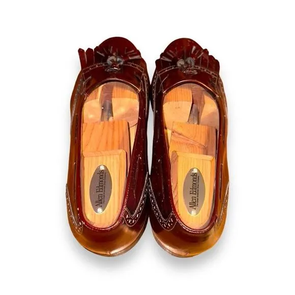 Ferragamo Burgundy Leather Kiltie Tassel Loafers Size 10