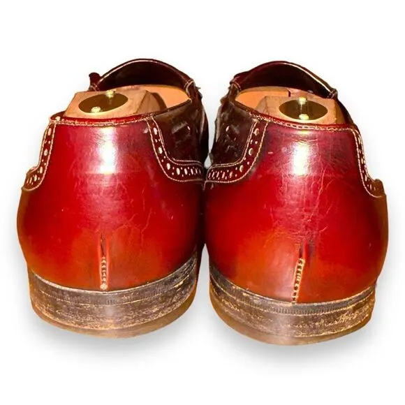 Ferragamo Burgundy Leather Kiltie Tassel Loafers Size 10