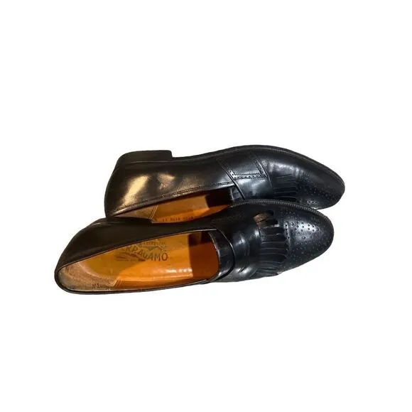Ferragamo Salvatore men loafers leather black shoes 11B